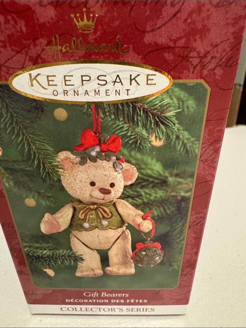 Hallmark Teddy Bear with Green Vest and Red Bow